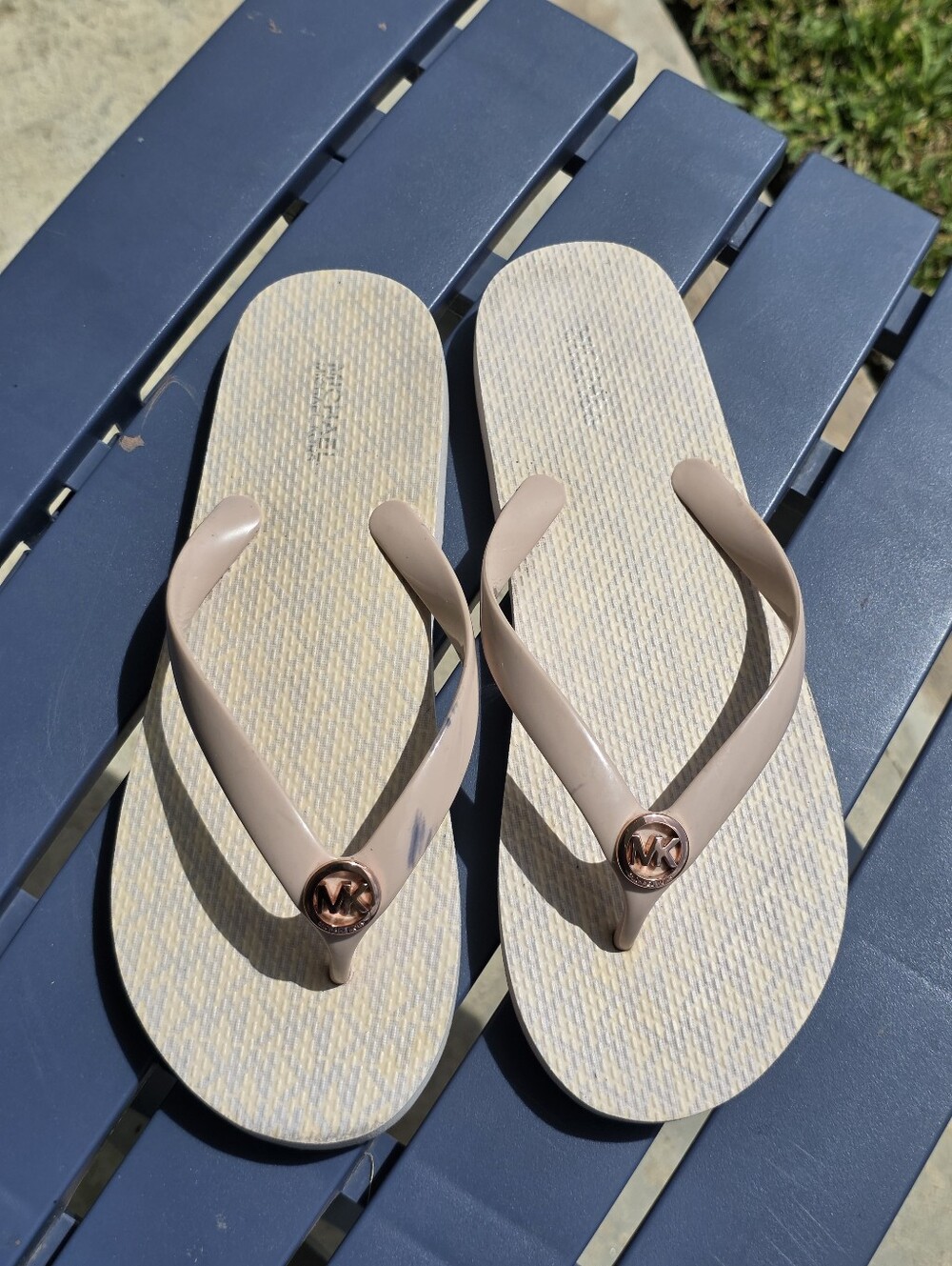 Michael Kors MK Jelly Flip Flops Women's Size 9M Blush Pink Logo Sandals